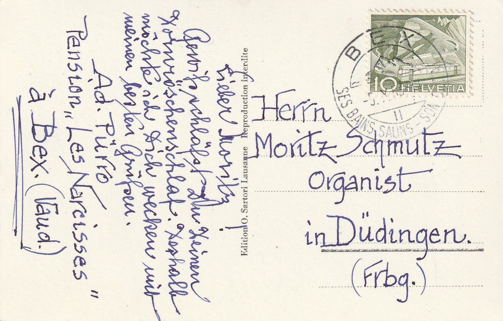 Cartoline postali: AK Bex - gel. 5.10.1953 – Usato da Fribourg venduto da schnalla92 1