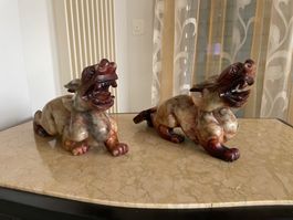 1 Paar chinesische Drachen roter Xiu Jade Jadeit