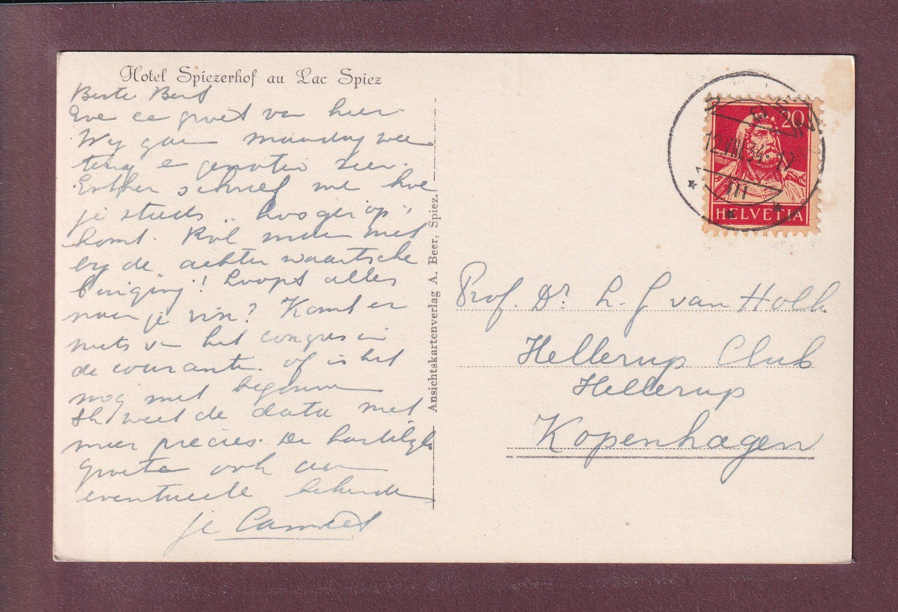Cartoline postali: SPIEZ - Niesen - 1934 – Usato da Pully venduto da nicecards 1