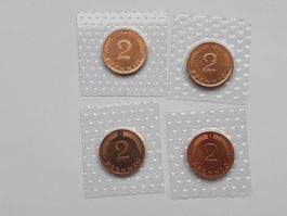 2 Pfennig D-F-G-J 1974 Stgl