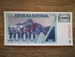 Slovénie 1000 tolarjev 1990 specimen UNC