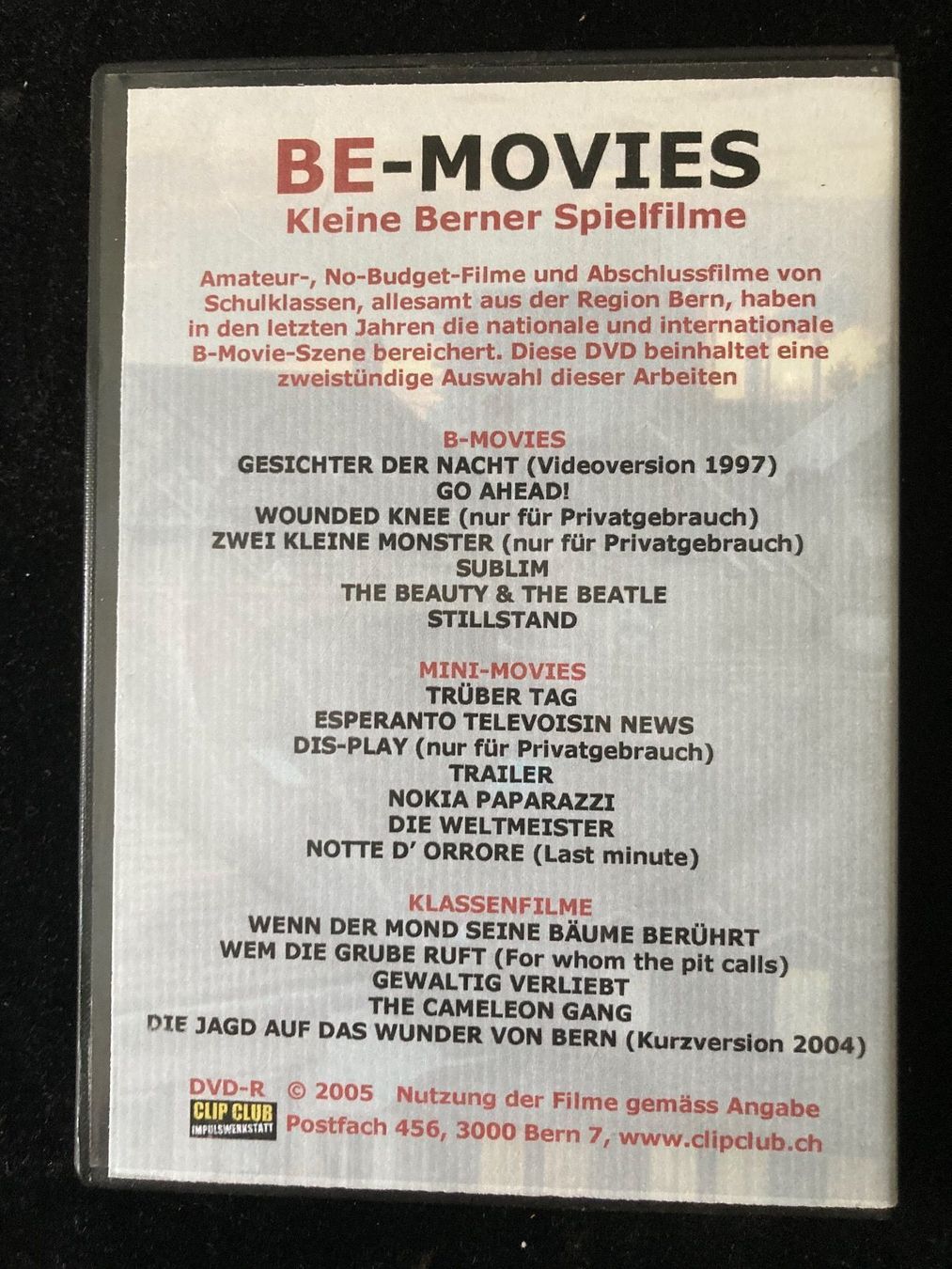 Tutti i DVDs: BE - Mobies - Kleine Berner Spielfilme – Usato da Zürich venduto da Chaeffeler 1