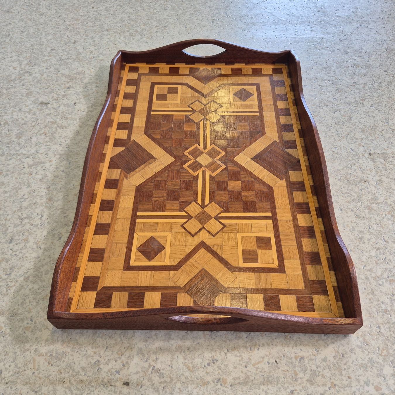 Piatti di portata: Vintage Serving Tray Holztablett Serviertablett Intarsien – Usato da Nottwil venduto da Wondewa-Shop 7