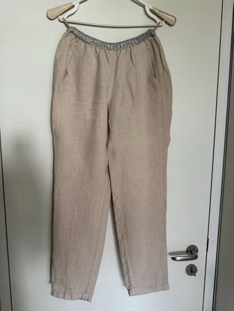 Hartford Linen Trousers Size 2 Beige Excellent Condition