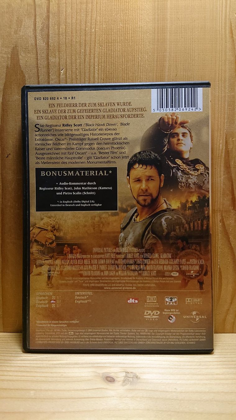 Tutti i DVDs: GLADIATOR DVD mit Russell Crowe – Usato da Wilderswil venduto da Exebub 1