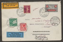 Flugpost Schweiz 1928 Zürich Amsterdam Batavia Luftpost