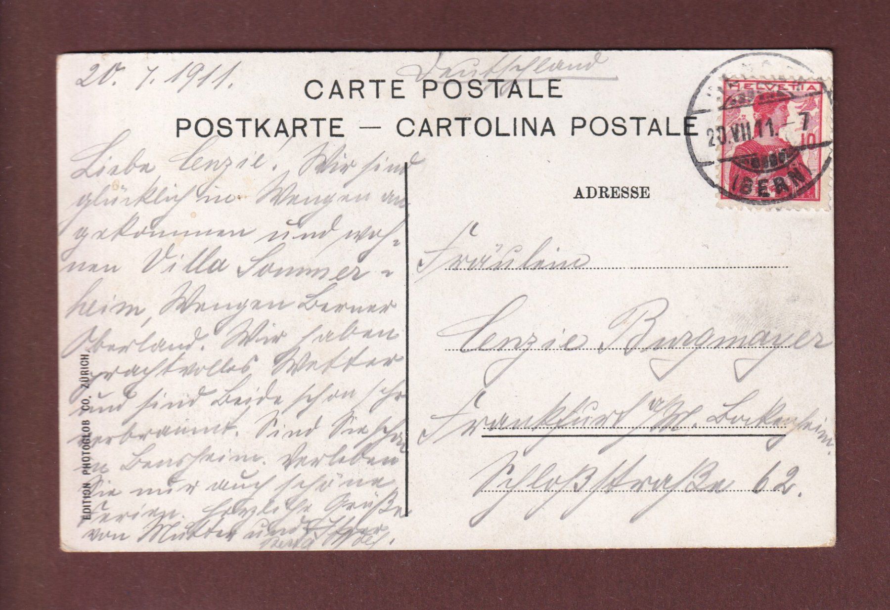 Cartes postales: SCHYNIGE PLATTE BAHN - 1911 – D'occasion à Pully par nicecards-shop 1