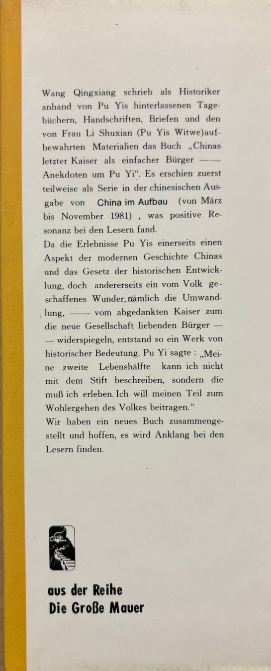 Bücher: Chinas letzter Kaiser als einfacher Bürg – Neu (gemäss Beschreibung) aus Sarnen von Livres 1