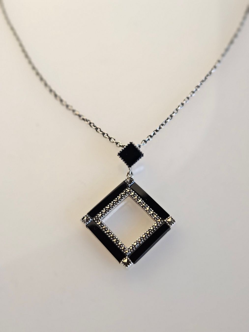 Catenine: Silber Kette mit schwarzem Onyx – Nuovo (secondo la descrizione) da Winterthur venduto da ste_tcx5