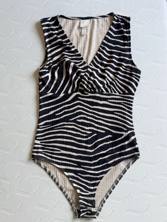 Body H&M motivo zebrato scollo a V taglia S donna