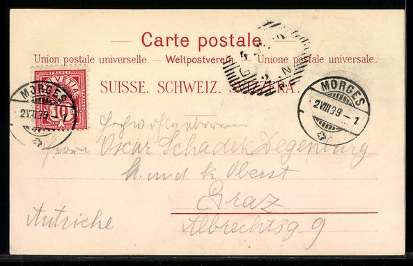 Cartoline postali: Litho Morges, Gesamtansicht mit Gewässe – Usato da Berlin venduto da bartko-reher 1