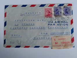 timbre - lettre Uruguay - zug 1950