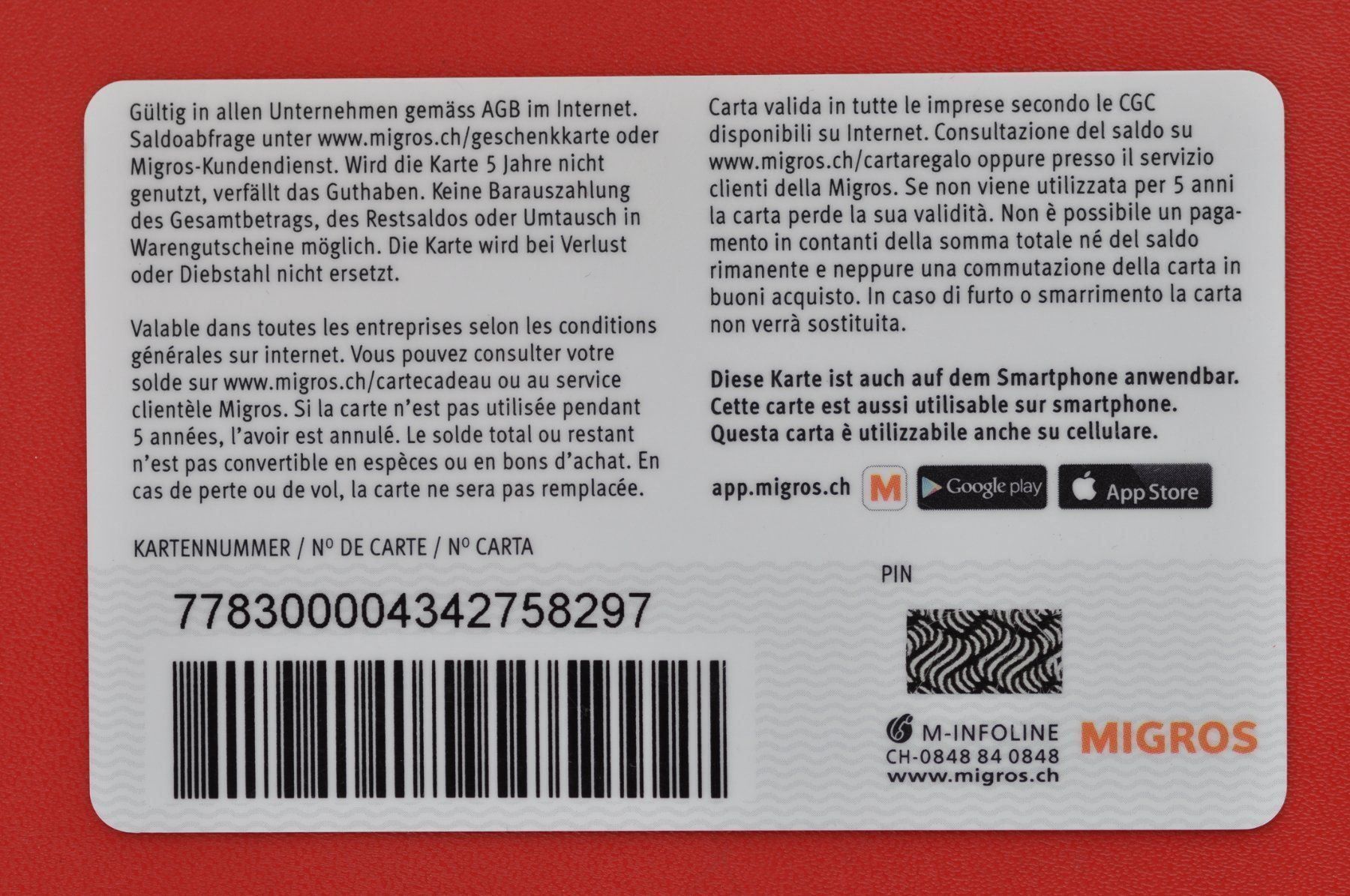 Cartes: geschenkkarte – D'occasion à Laupen BE par Gufi57 1