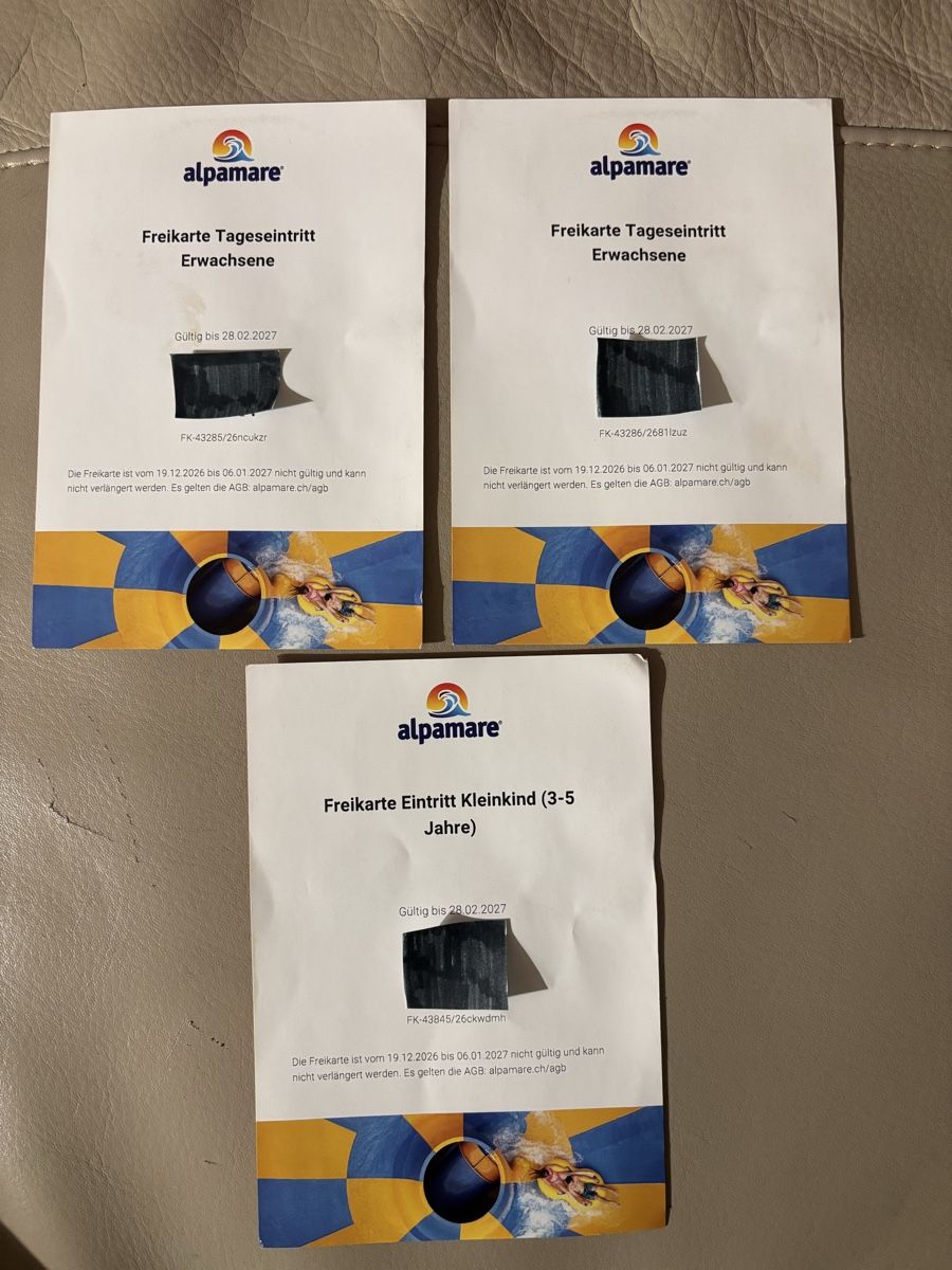 Biglietti: Vendo Ticket Alpamare  – Nuovo (secondo la descrizione) da Sils/Segl Maria venduto da jes_6f55 1