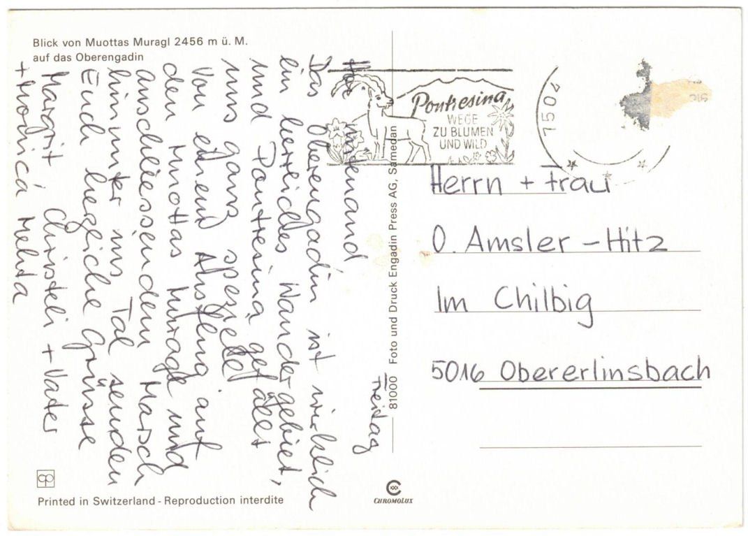 Cartoline postali: St. Moritz - Standseilbahn Muottas Muragl mit Skilift – Usato da Binningen venduto da Mountainrider 1