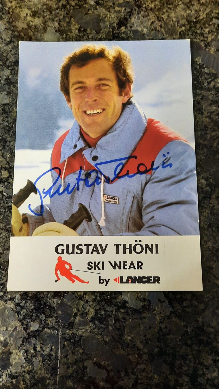 Autografi: Autogrammkarte Gustav Thòni – Usato da Schmerikon venduto da Olympia04