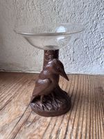 Brienzer Schnitzerei Vogel mit graviertem Glasschälchen