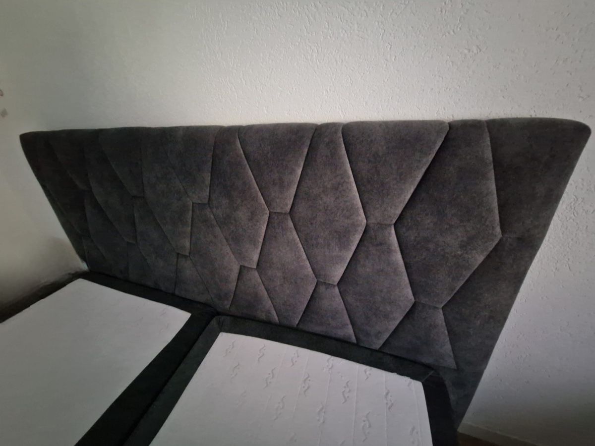 Letti: Boxspringbett 160x200 cm dunkelgrau mit gestepptem Kopfteil – Usato da Dübendorf venduto da nela123 4