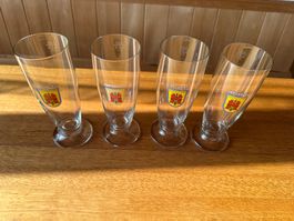 4 neuwertige Biergläser HOPFENPERLE FELDSCHLÖSSCHEN