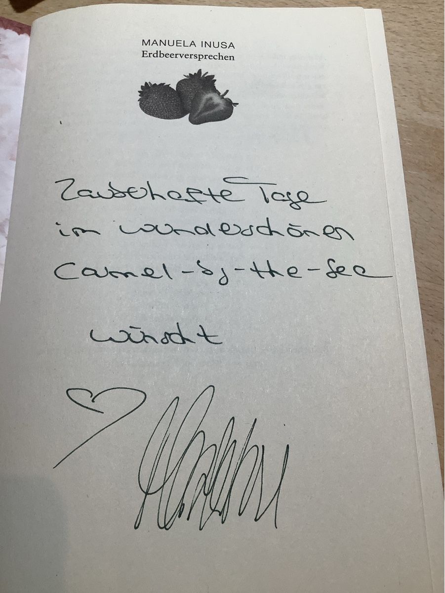 Bücher: Erdbeerversprechen | Manuela Inusa mit Widmung – Gebraucht aus Saas-Balen von kircin 2