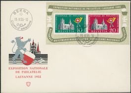 1955  Lausanne - Block - Ersttagsbrief FDC ET - dt · fr · it
