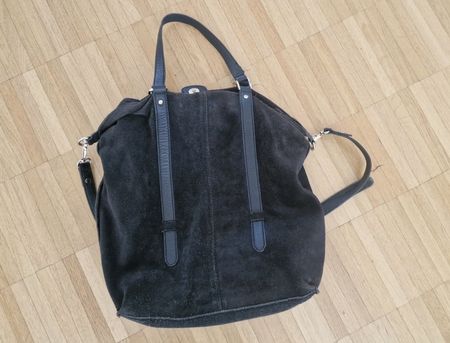 Kiomi Wildleder Shopper Umhängetasche schwarz