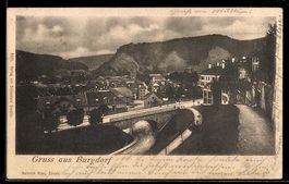 AK Burgdorf, Ortsansicht mit Brücke und Häusern
