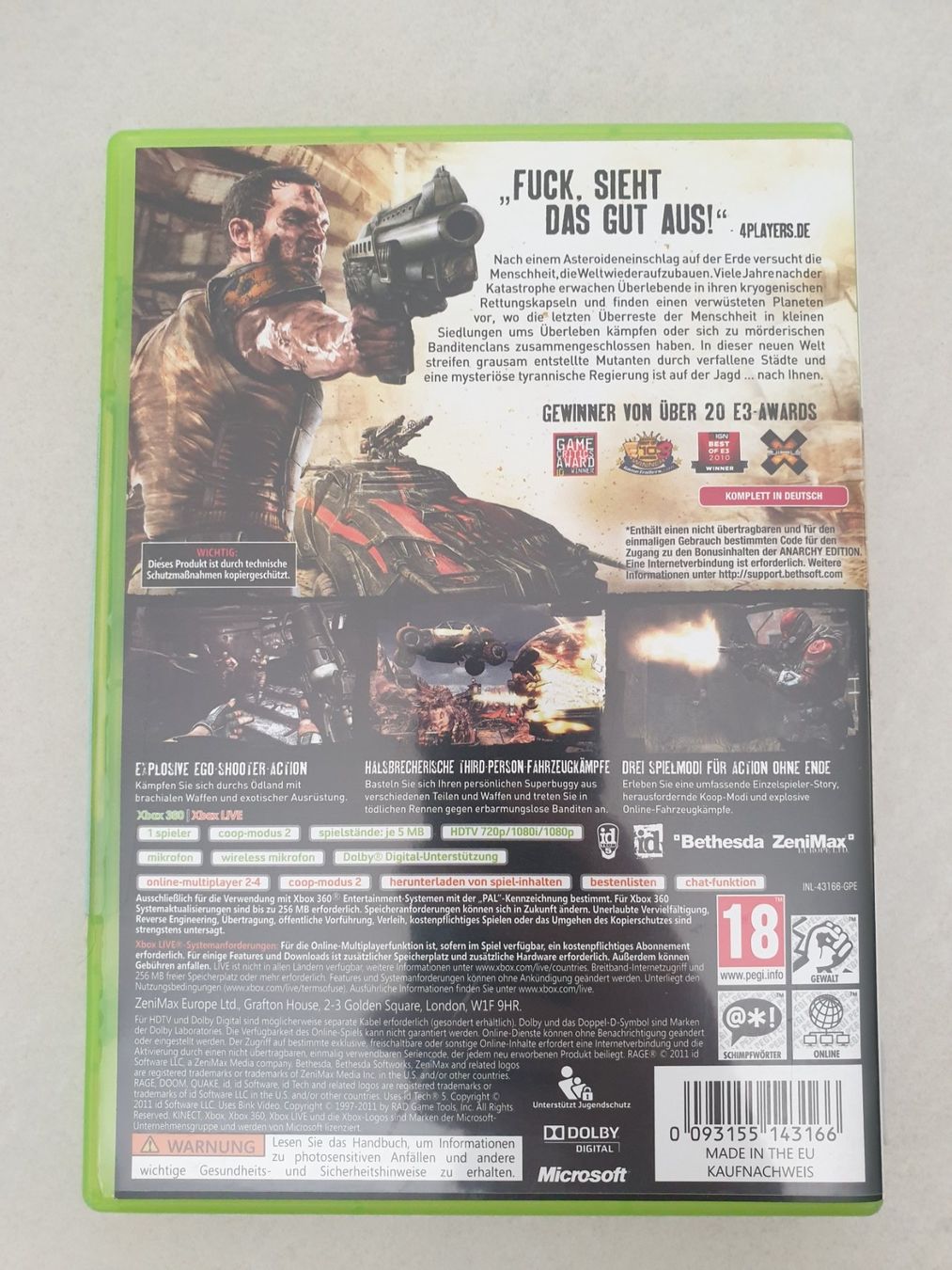 Microsoft Giochi: Rage Anarchy Edition 100% Uncut Xbox 360 – Usato da Füllinsdorf venduto da master_mind 1