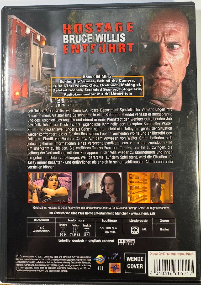 Tous les DVDs: 2 DVDs HOSTAGE BRUCE WILLIS ENTFÜHRT + 56 MIN.BONUS MATERIAL – D'occasion à Wisen par gigisna 2
