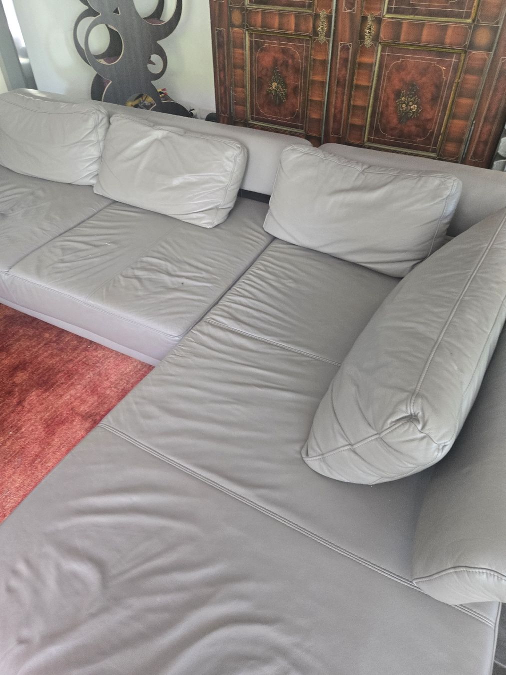 Pfister Sofas: Ecksofa Leder grau mit Hocker gebraucht – D'occasion à Rüti ZH par Deltakids 2