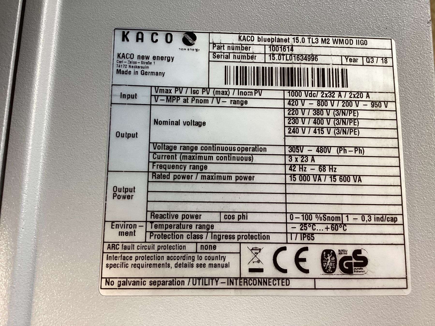 Inverter: Wechselrichter Kaco Blueplanet 15.0 TL3 – Difettoso da Augst BL venduto da Bahama03 1