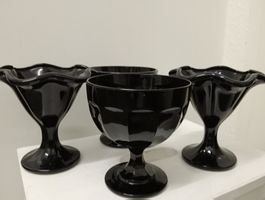 4 Vintage Fidenza Dessertschalen / Eisbecher Schwarz Italien