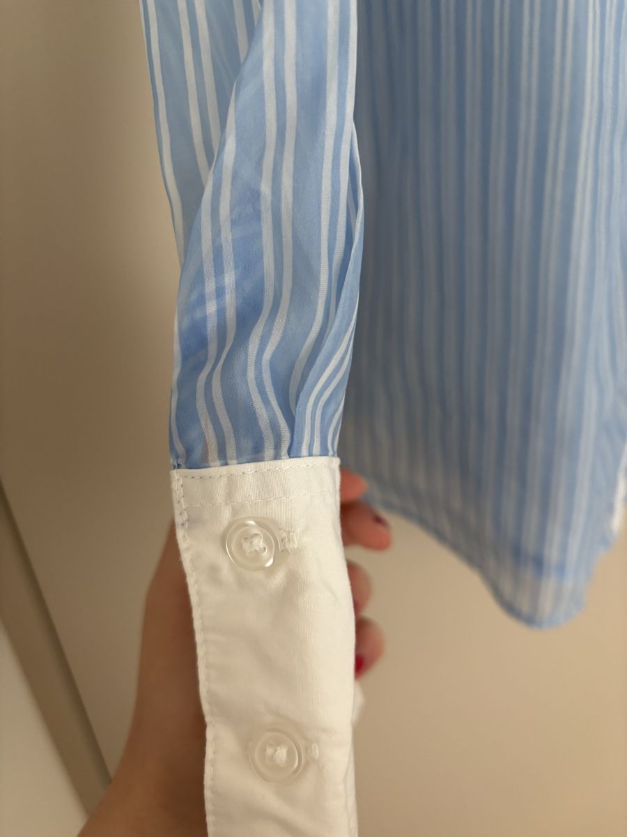 Zara Blusen: Zara Bluse, hellblau gestreift, Kragen weiss, Gr. L. – Neu (gemäss Beschreibung) aus Arbon von Viktoriaa 2