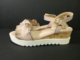 Bata Keilsandaletten Leder Sandalen Beige Gr. 38