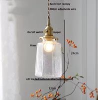 Lampe suspendue LED Vintage  en pierre de verre