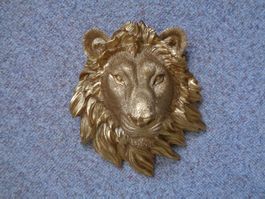 Löwen Kopf 3D (goldfarbig) (22 cm)