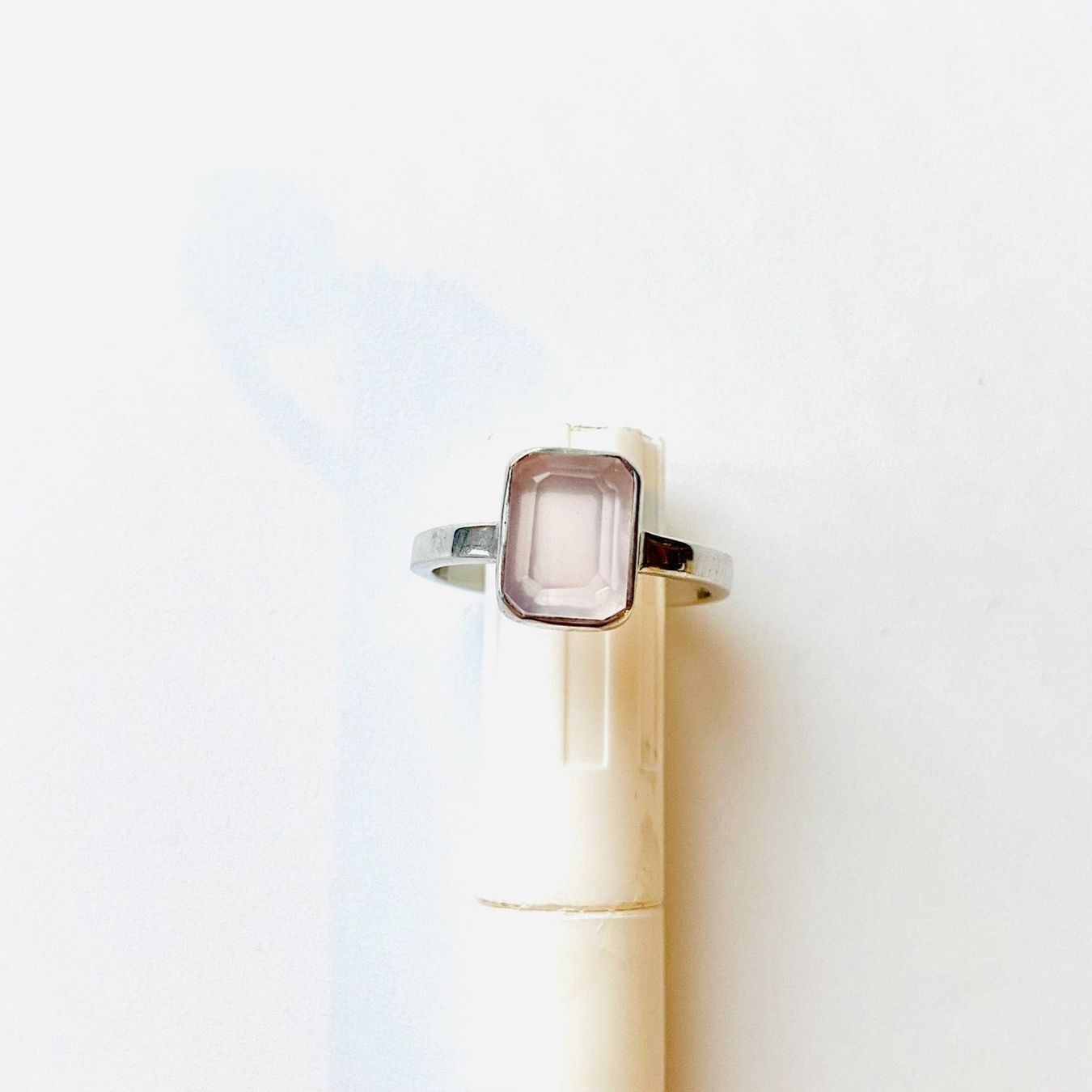 Anelli: Ring rosa Chalcedon eckig 925 Silber Baguette Klassiker 49 – Nuovo (secondo la descrizione) da Zürich venduto da goldfisch.schmuck