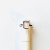 Ring rosa Chalcedon eckig 925 Silber Baguette Klassiker 49