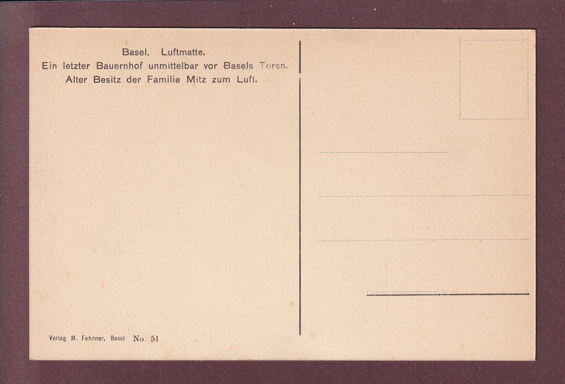 Cartoline postali: BASEL - Luftmatte - Rück lesen – Usato da Pully venduto da nicecards 1