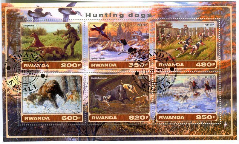 Tutti i francobolli: Block "Jagdhunde". Ruanda. – Nuovo e nell'imballaggio originale da Basel venduto da Butsch5