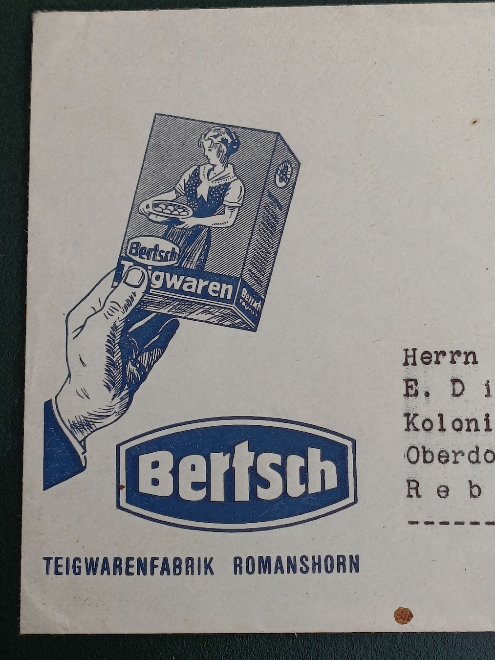 Documenti: Litho Werbe Brief / BERTSCH Teigwaren Fabrik Romanshorn 1955 – Usato da Brugg AG venduto da Ente015 1