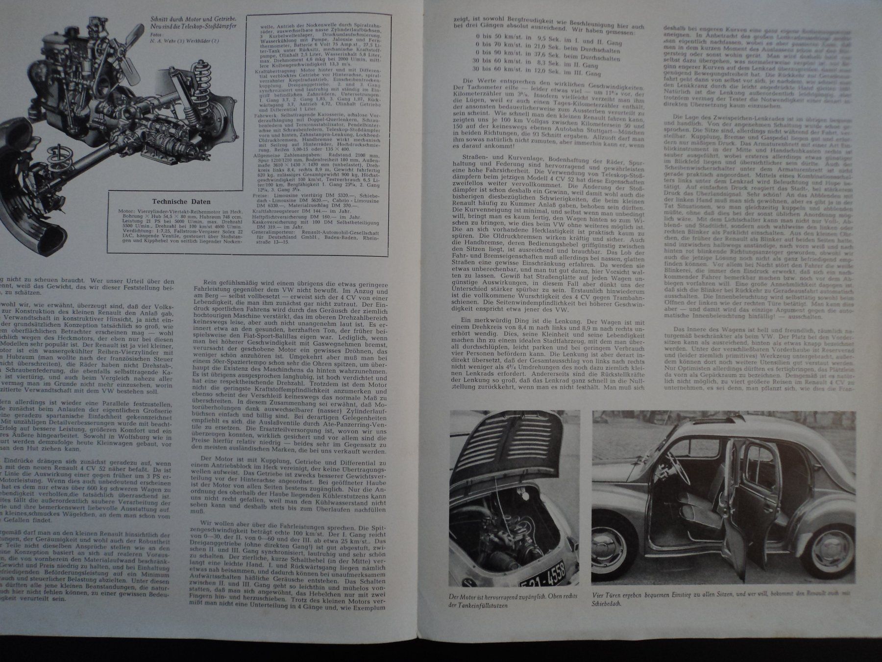 Renault Documenti: Prospekt Testbericht Renault 4CV 1952 – Usato da Schwarzenburg venduto da modelCARama 2