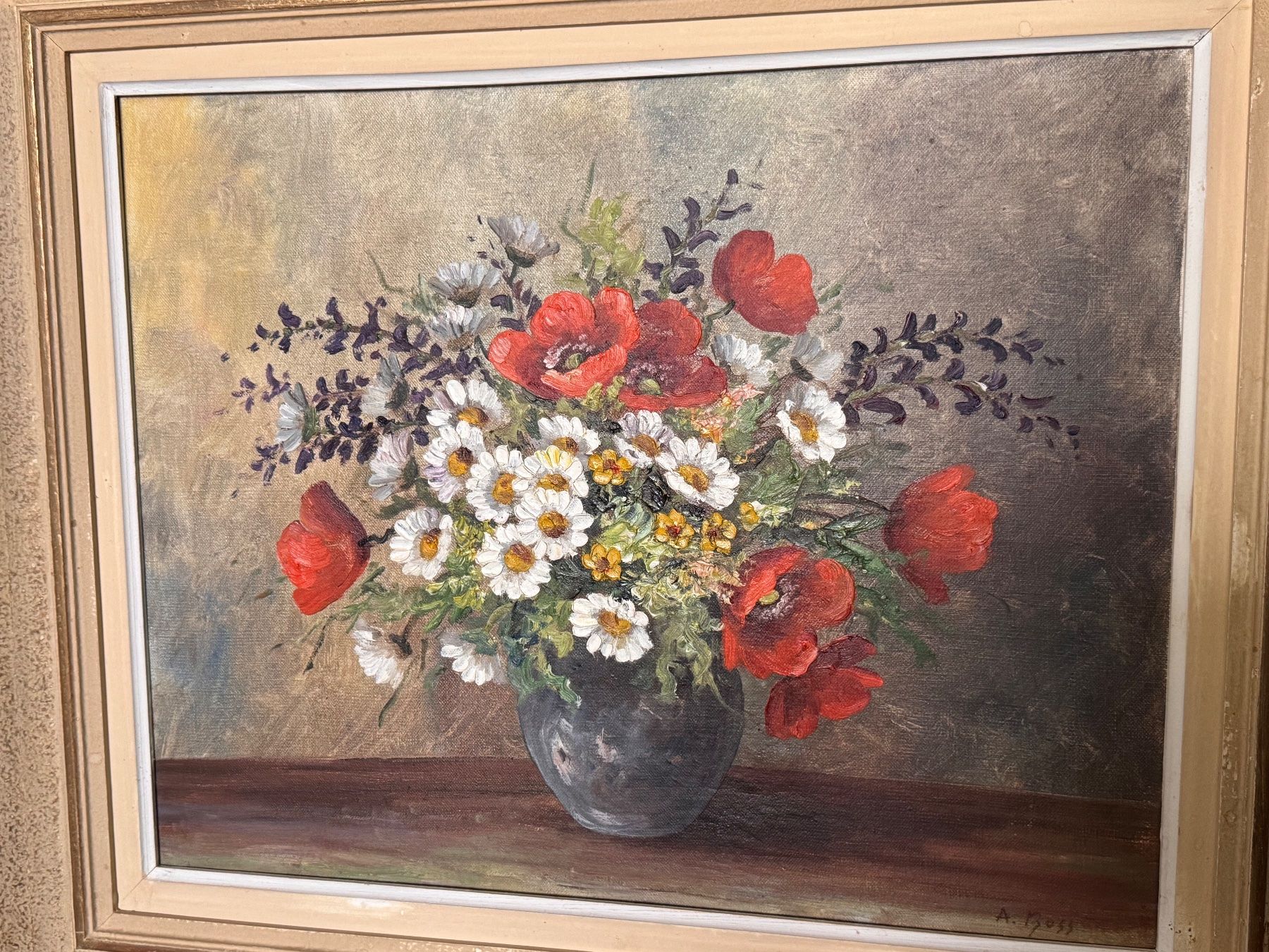 Gemälde: Wunderschönes altes Bild Gemälde Blumenstrauss von A. Boss – Gebraucht aus Rothrist von Fondgruebe 2