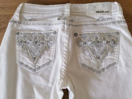Jeans Damen Weiss Bootcut Grösse 25 bestickt Grace in LA