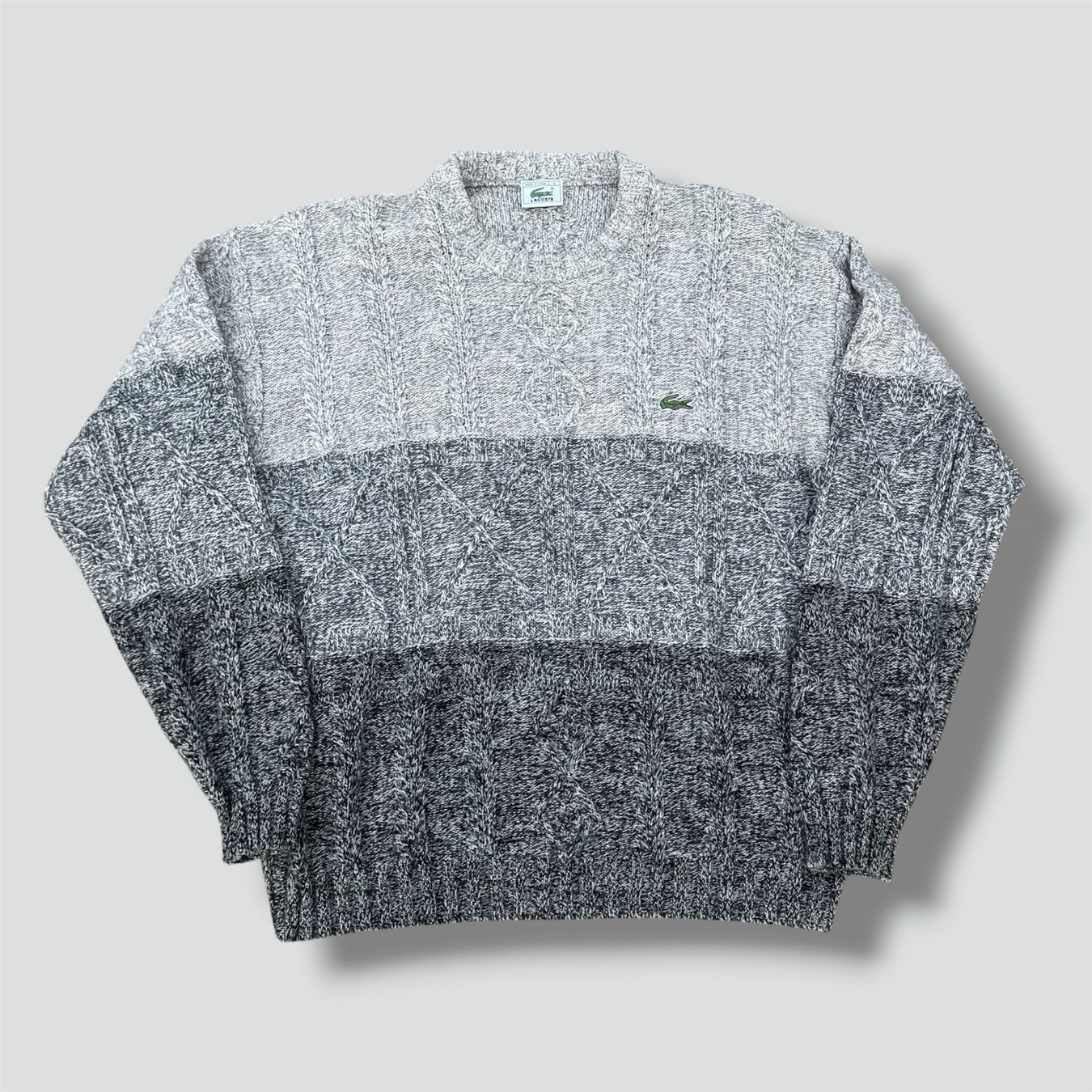 Lacoste Maglioni & Felpe: Lacoste vintage grey knitted sweatshirt 90s strickpullover p – Usato da St. Gallen venduto da sourced_limited