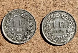 2  x 1 Fränkler Silbermünzen 1956 und 1964