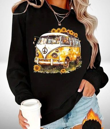 🌻🚐 Vintage-Vibes: Sweatshirt mit Bully & Blumen! M(38)🚐🌻