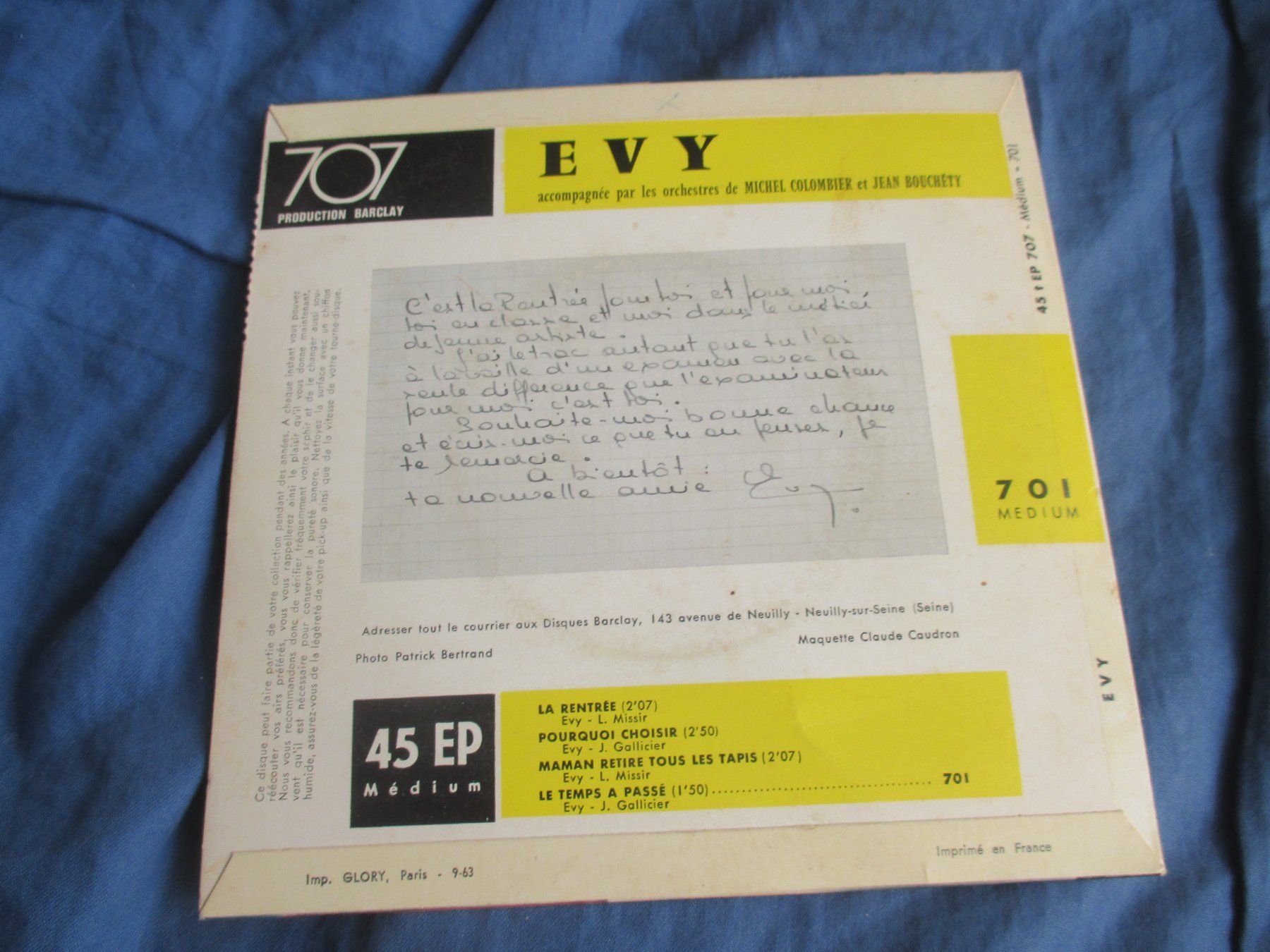 Dischi in vinile: Evy EP La rentrée – Usato da Colombier NE venduto da Nevenma 1
