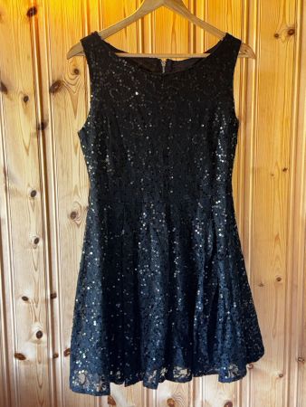Iska London Robe noire à paillettes taille 38 NEUVE