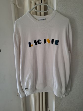 Lacoste pull blanc à logo multicolore, taille L (FR 5)